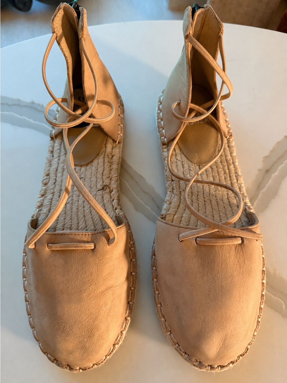 Eileen Fisher Tan Leather Lace-Up Espadrilles, size 6.5